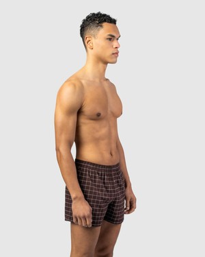 Wijde boxershorts katoen flanel Boris - zinfandel rood / grijs from Lotika
