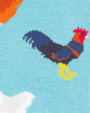 Swole Panda bamboesokken met kippen – blauw from Lotika