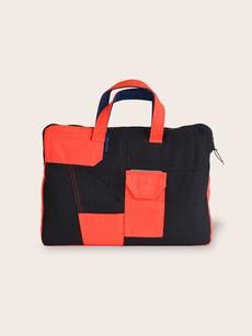 Upcyclede Laptoptas - Werkkleding Oranje & Zwart van MADE out of