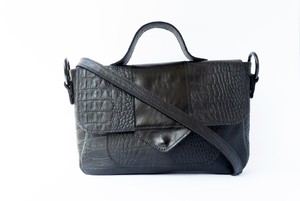 Naïma Bag medium Black croco from Marlene Fernandez