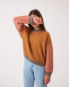 Mock Neck Sweater color block via Matona