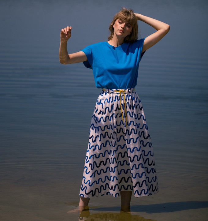 Sage midi skirt Waves Organic cotton from Mon Col Anvers