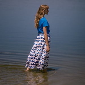 Sage midi skirt Waves Organic cotton from Mon Col Anvers