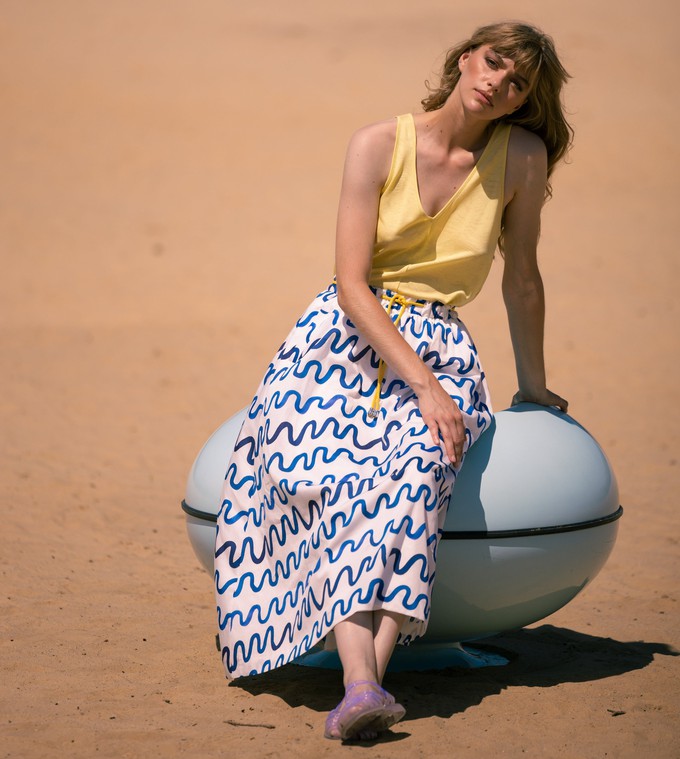 Sage midi skirt Waves Organic cotton from Mon Col Anvers