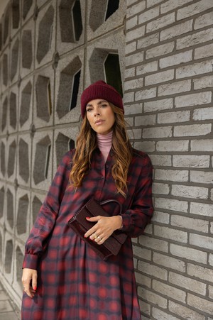 Polly Jean Dress Burgundy blur from Mon Col Anvers