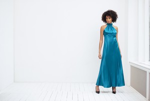 TEAL SILK DRESS from MONIQUE SINGH