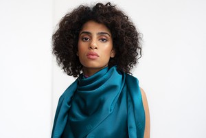 SILK MONOGRAM SHAWL from MONIQUE SINGH