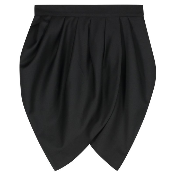 BLACK GABARDINE DRAPED SKIRT from MONIQUE SINGH