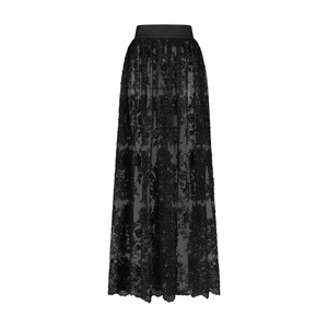 BLACK EMBROIDERED LACE SKIRT from MONIQUE SINGH