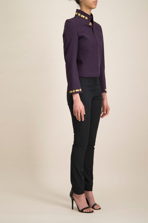 FLOWER EMBROIDERED GABARDINE JACKET from MONIQUE SINGH