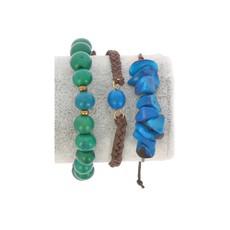 Armbanden set van tagua en acai - Laila blauw/groen via MoreThanHip