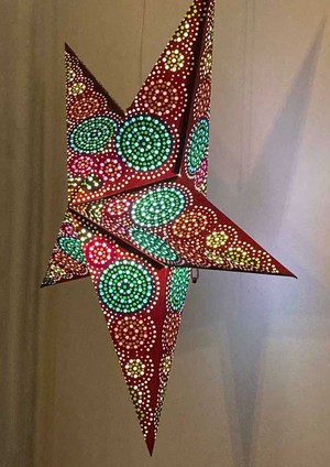 Papieren kerstster Ø60 cm incl. verlichtingskabel - Goa multicolour/groen from MoreThanHip