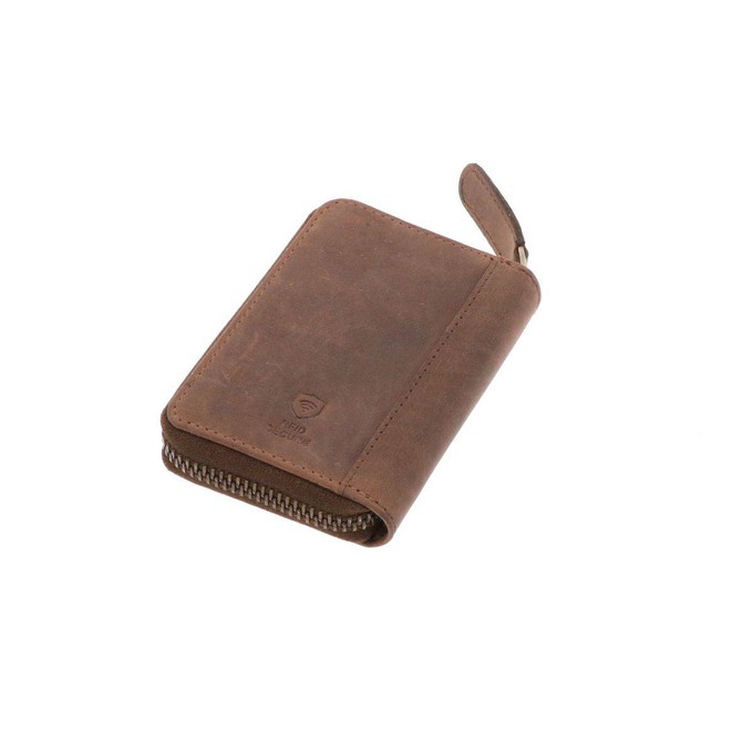 RFID pasjeshouder voor 10 pasjes van mat bruin vintage ecoleer - Dublin from MoreThanHip