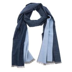 Superzachte brede bamboe sjaal of omslagdoek - WuWen jeansblauw/lichtblauw via MoreThanHip