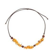 Verstelbare halsketting van tagua en acai - Alicia oker/bruin via MoreThanHip
