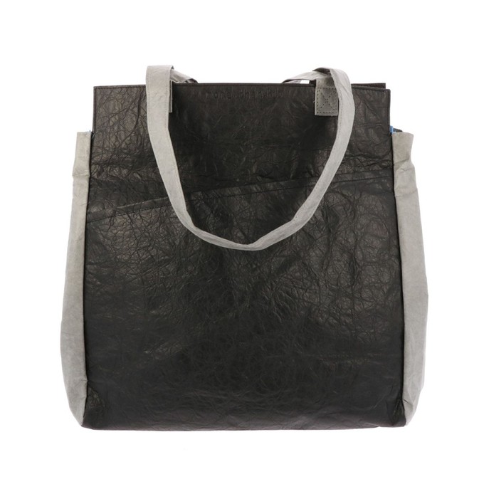 Lichtgewicht vegan shopper tas met rits Fiona - zwart/grijs from MoreThanHip