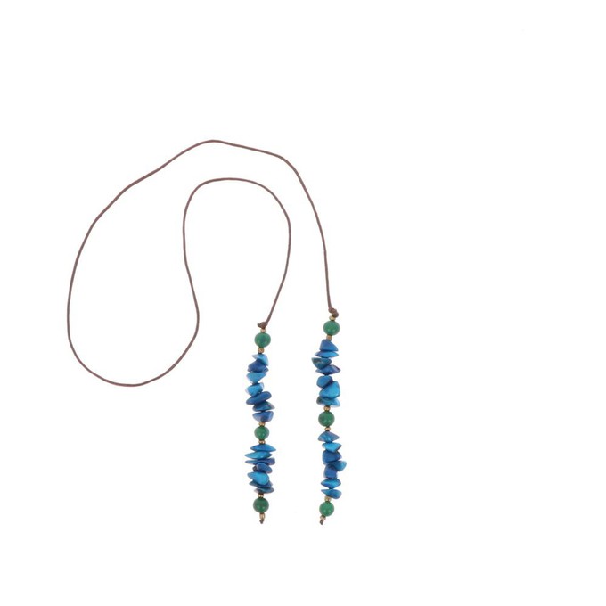 Omslag halsketting van tagua en acai - Natalia blauw/groen from MoreThanHip