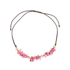 Verstelbare halsketting van tagua en acai - Alicia roze/crème via MoreThanHip