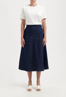 Mae Panel Skirt - Stone Indigo via Mud Jeans