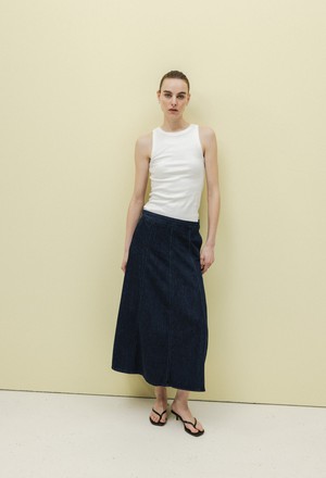 Mae Panel Skirt - Stone Indigo from Mud Jeans