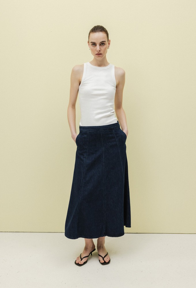 Mae Panel Skirt - Stone Indigo from Mud Jeans