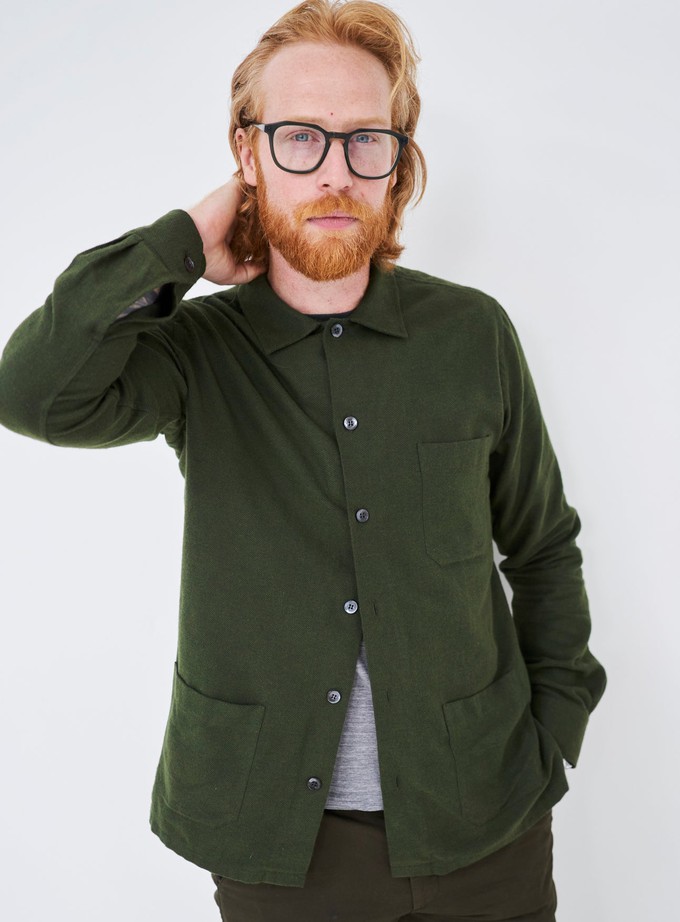 Recycled Italian Green Flannel Shirt Jacket from Neem London