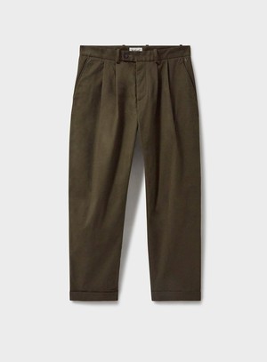 Organic Cotton Stretch Deep Neem Green Pleated Trouser from Neem London