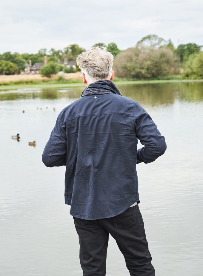 Recycled Italian Black Flannel Double Pocket Overshirt from Neem London