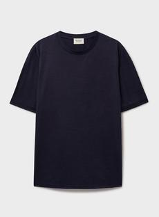 ZQ Merino Navy Stripe Super 120s T-Shirt via Neem London