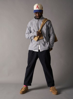 100% Recycled Cotton Navy Prince of Wales Spitalfields Overshirt from Neem London