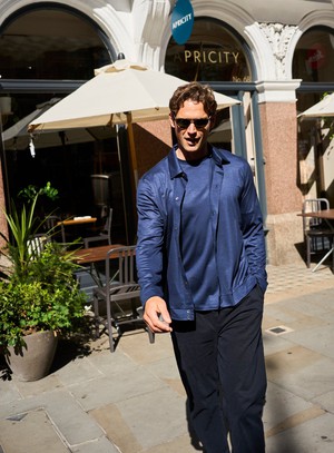 ZQ Merino Wool Steel Blue Jersey Shirt from Neem London