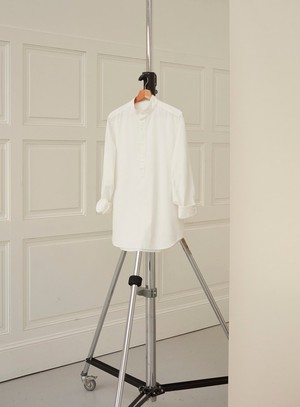 Recycled White Popover Nehru Collar Shirt from Neem London