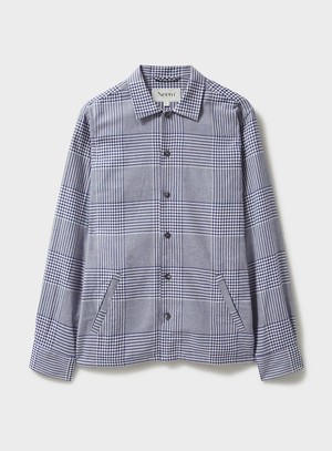 100% Recycled Cotton Navy Prince of Wales Neem St James Overshirt from Neem London