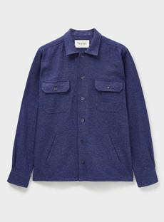 Recycled Piccadilly Cross Weave Blue Overshirt via Neem London