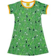 DUNS Groene jurk van organisch katoen met sneeuwklokjes van Olifant en Muis