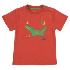 Rood shirt van organisch katoen met krokodil en vogeltje via Olifant en Muis