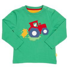 KITE Groen shirt met tractor en biggetje via Olifant en Muis