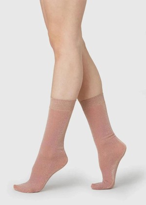 Chaussettes hautes pailletées en fibres recyclées rose from Olly
