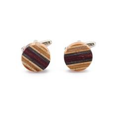 Recycled Skateboard Wooden Round Cufflinks van Paguro Upcycle