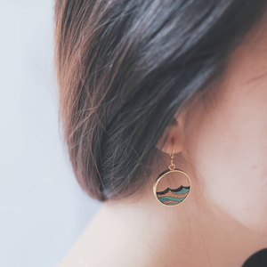 Ocean Eco-friendly Recycled Wood Gold Earrings from Paguro Upcycle