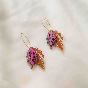Coral Eco-friendly Recycled Wood & Gold Earrings from Paguro Upcycle