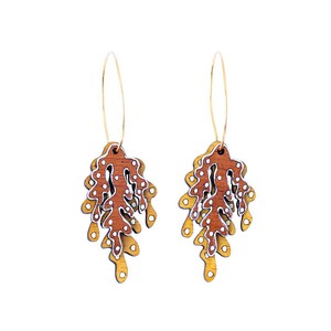 Coral Eco-friendly Recycled Wood & Gold Earrings from Paguro Upcycle