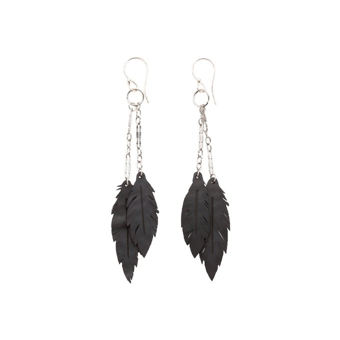 Dangle Feather Recycled Rubber Earrings from Paguro Upcycle