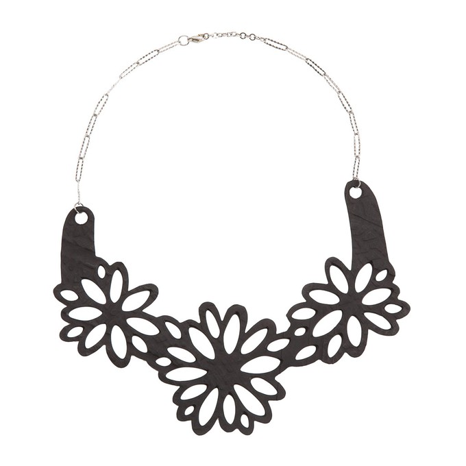 Dahlia Floral Upcycled Inner Tube Necklace from Paguro Upcycle