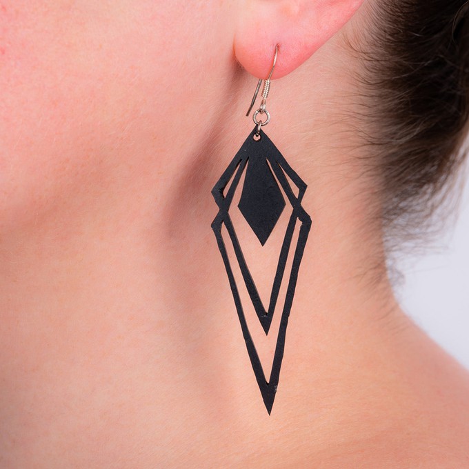 Kite Recycled Rubber Artistic Statement Earrings from Paguro Upcycle