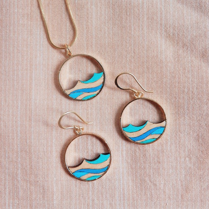 Ocean Recycled Wood Gold Necklace from Paguro Upcycle