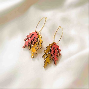 Coral Eco-friendly Recycled Wood & Gold Earrings from Paguro Upcycle