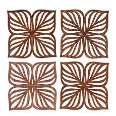 Botanical Upcycled Teak Wood Coasters - Set of 2 or 4 van Paguro Upcycle