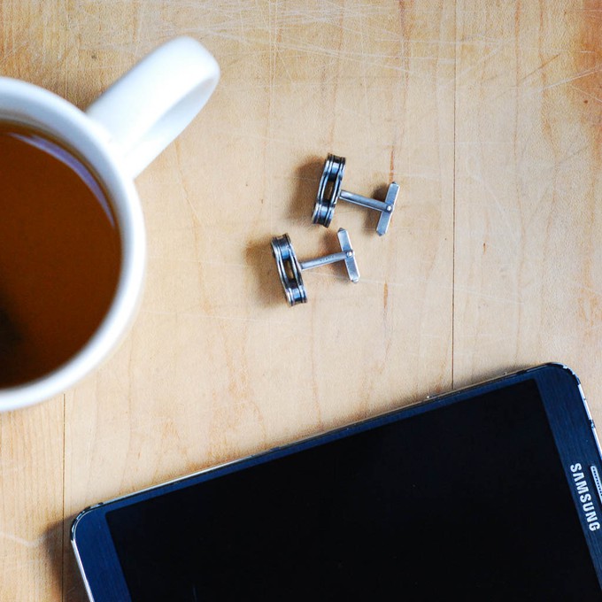 Recycled Bicycle Chain Cufflinks (3 Colours Available) from Paguro Upcycle