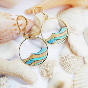 Ocean Eco-friendly Recycled Wood Gold Earrings from Paguro Upcycle